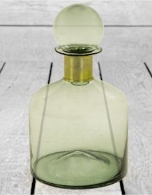 Round Green Glass Apothecary Bottle